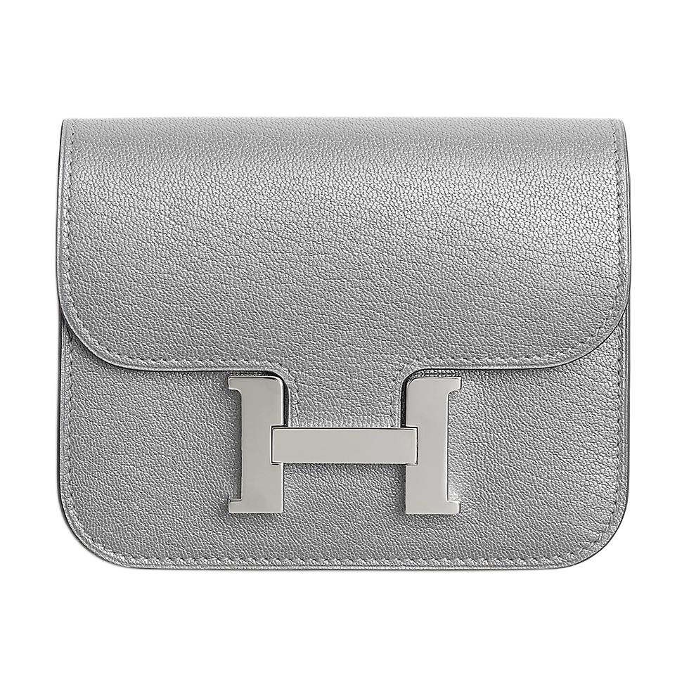 Женский кошелек Hermes Constance Slim 12 (серебристый)