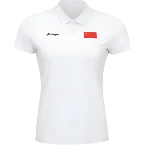Li Ning Polo Shirts Women's Standard White Polo Collar Moderate Straight Fit