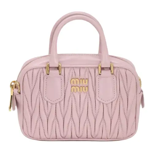 MIU MIU Arcadie Collection Matelassé Nappa Leather One Shoulder Handbag Regular Women's Pink