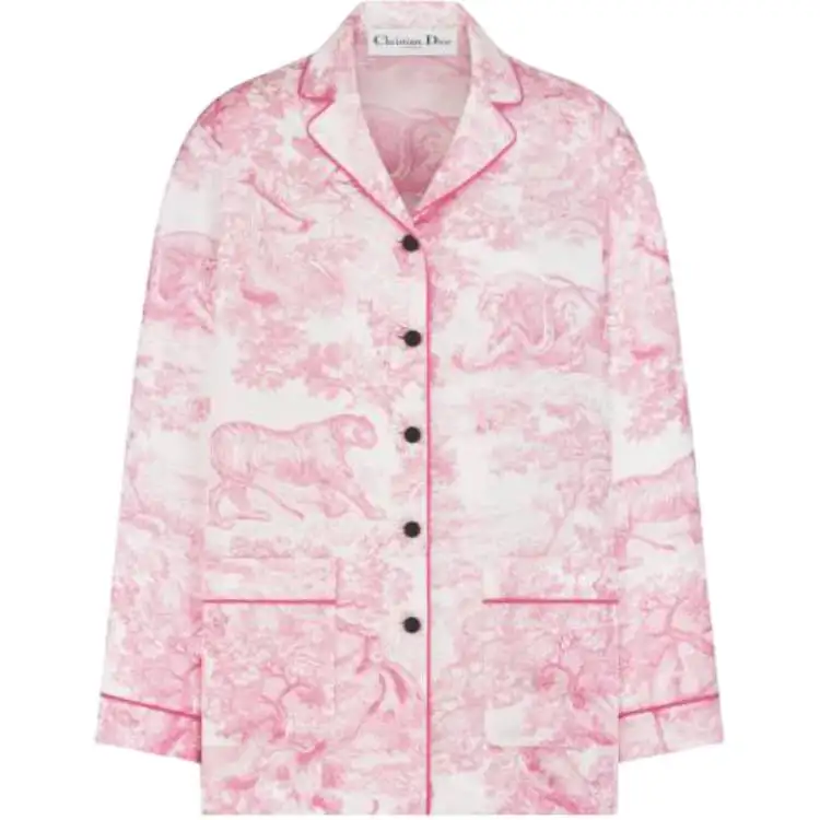 DIOR Shirts Women's Pink Cuban Collar Moderate