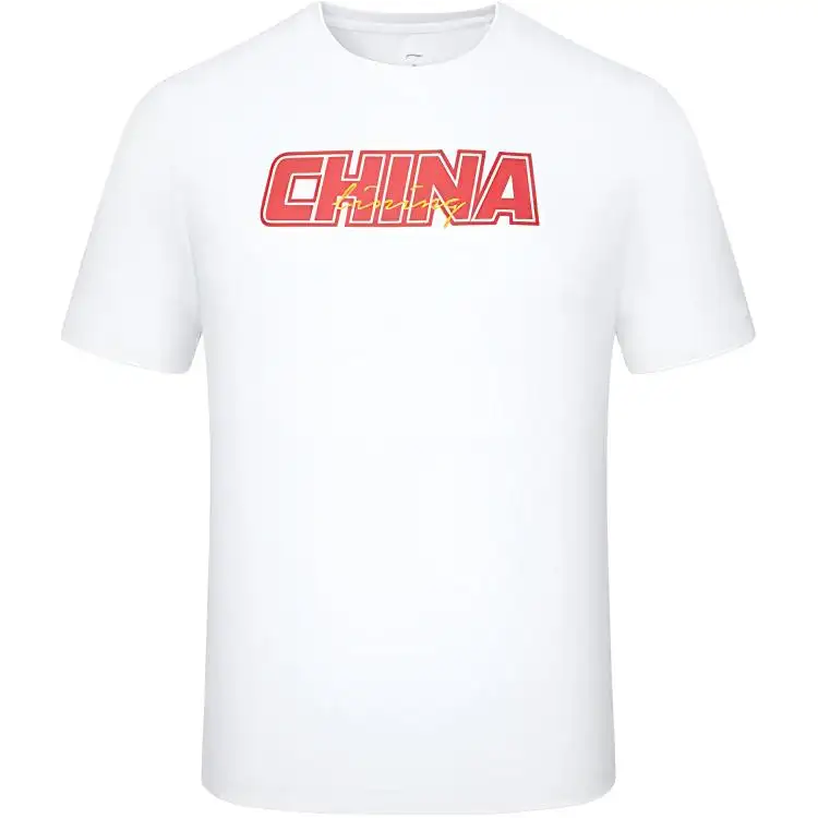 Li Ning T Shirts Unisex White Crew Neck Thin Straight Fit