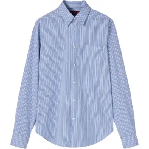 GUCCI Shirts Men's Blue Lapel Moderate