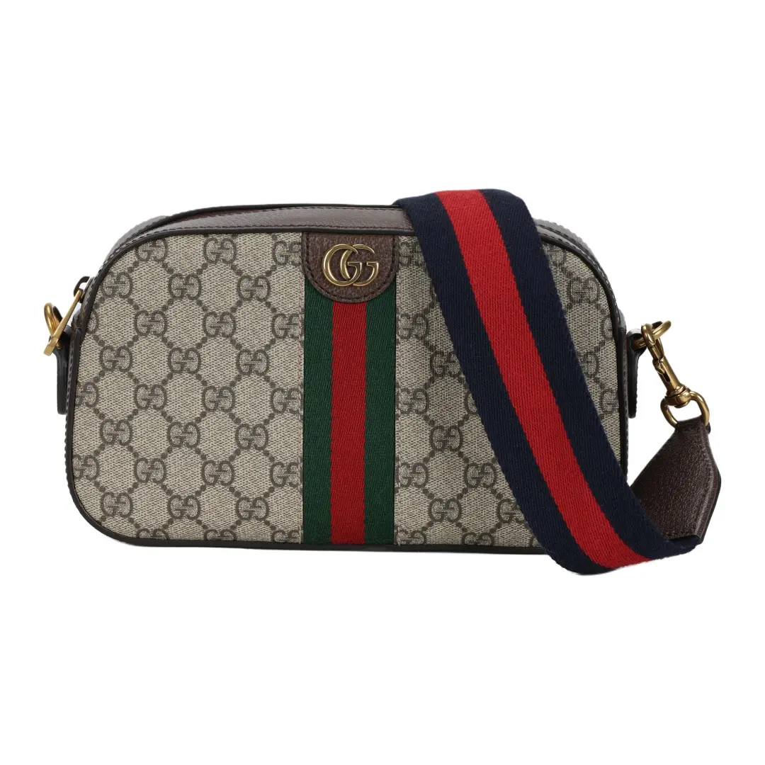 GUCCI Ophidia Canvas With Leather Crossbody Bag, Shoulder Bag Small Women's Brown & Ebony