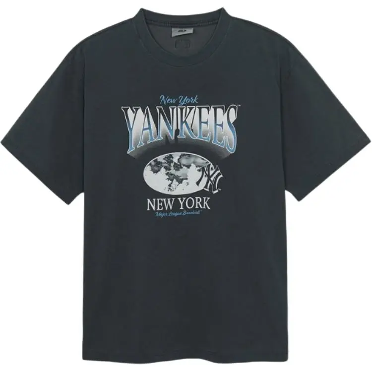 MLB Preppy Style Collection New York Yankees SS25 T Shirt Unisex Charcoal Gray