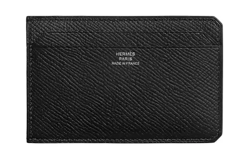 HERMES City Epsom Calfskin Card Holder Unisex 89 Noir Black
