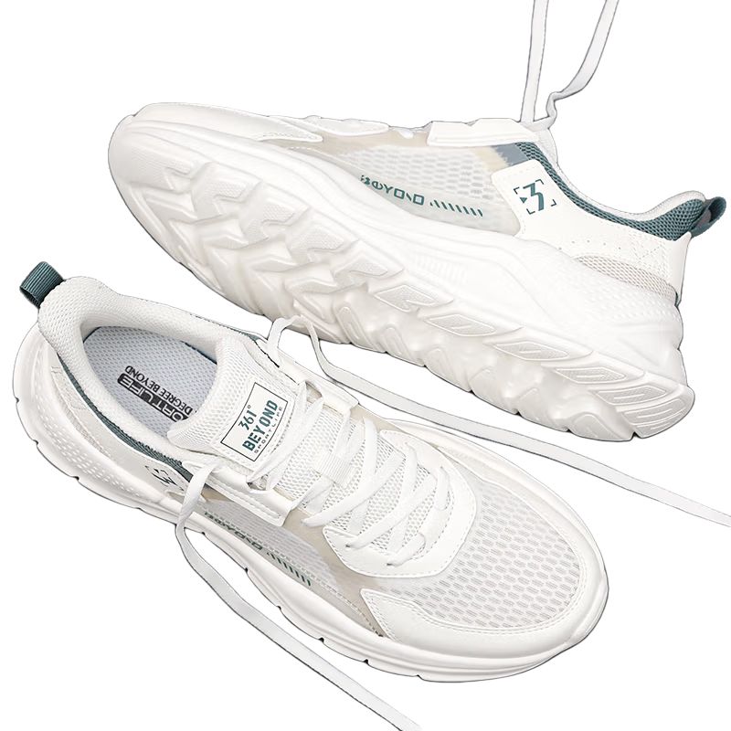 361° Slip Resistant, Abrasion Resistant, Breathable Low top Casual Sprint Running Shoes Men’s White Green