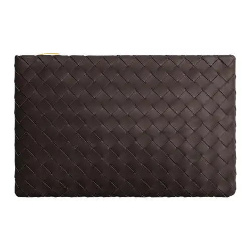 Bottega Veneta Sheepskin Clutch Medium Women's Dark Brown