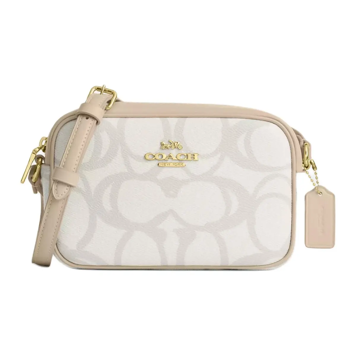 COACH Jamie Signature Coated Canvas Camera Bag, Crossbody Bag, Shoulder Bag Small Women's Cream White