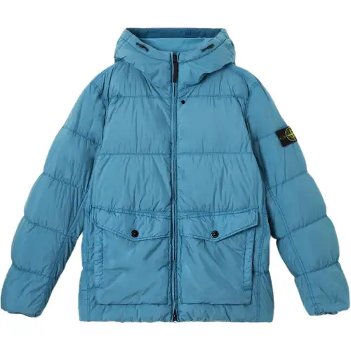STONE ISLAND Logo Patch Zip Up Hooded Jacket