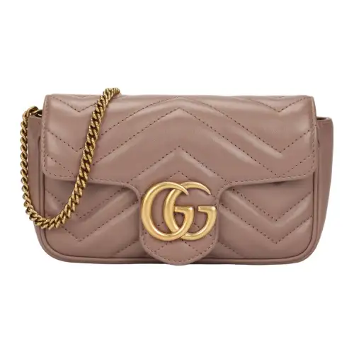 GUCCI GG Marmont Leather Crossbody Bag, Shoulder Bag Extra Mini Women's Milk Tea Nude