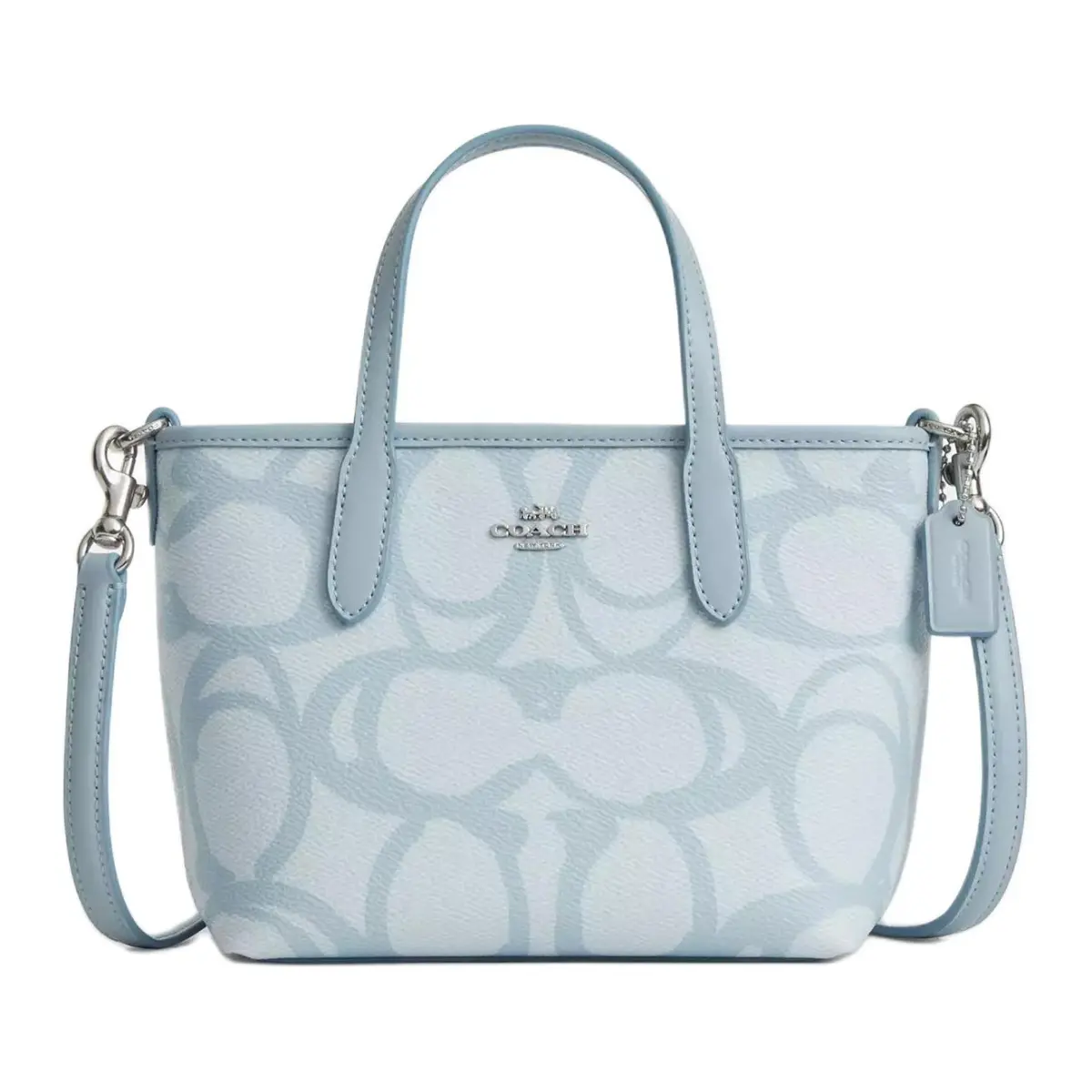 COACH City Coated Canvas Tote Bag, Shopping Bag, Shoulder Bag, Handbag Mini Women's Ice Blue