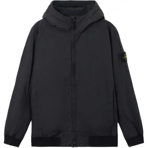 STONE ISLAND Logo Patch Zip Up Hooded Jacket