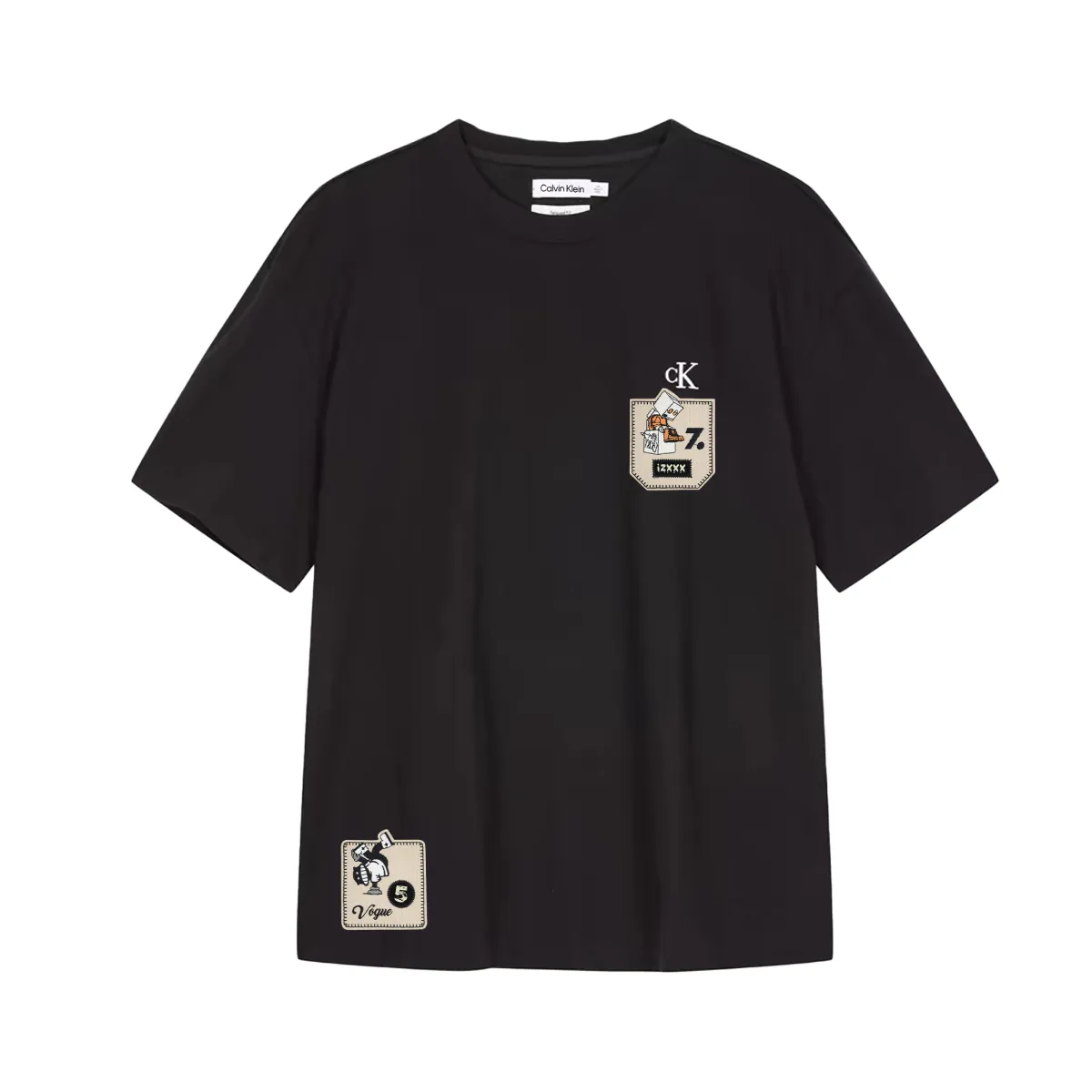 Calvin Klein T-Shirts Unisex Black Crew Neck Moderate Straight Fit
