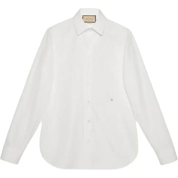 GUCCI Shirts Men's White Lapel Moderate Shirt