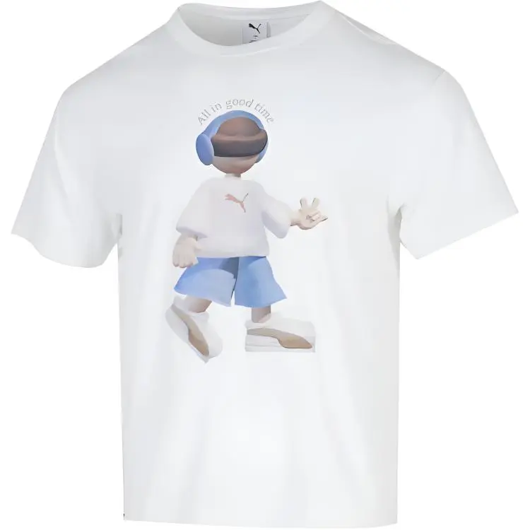 PUMA T-Shirts Men's White Crew Neck Moderate