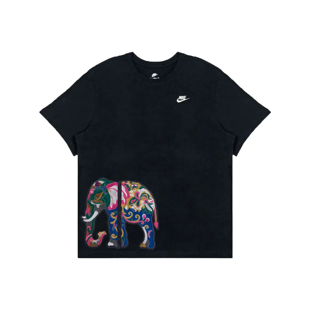 Nike Swoosh T-Shirts Men's Black Crew Neck Moderate Straight Fit