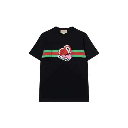 GUCCI T Shirts Men's Black Crew Neck Moderate Straight Fit