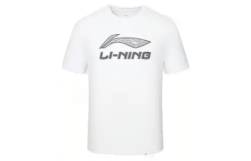 Li Ning T Shirts Unisex White Crew Neck Moderate Straight Fit