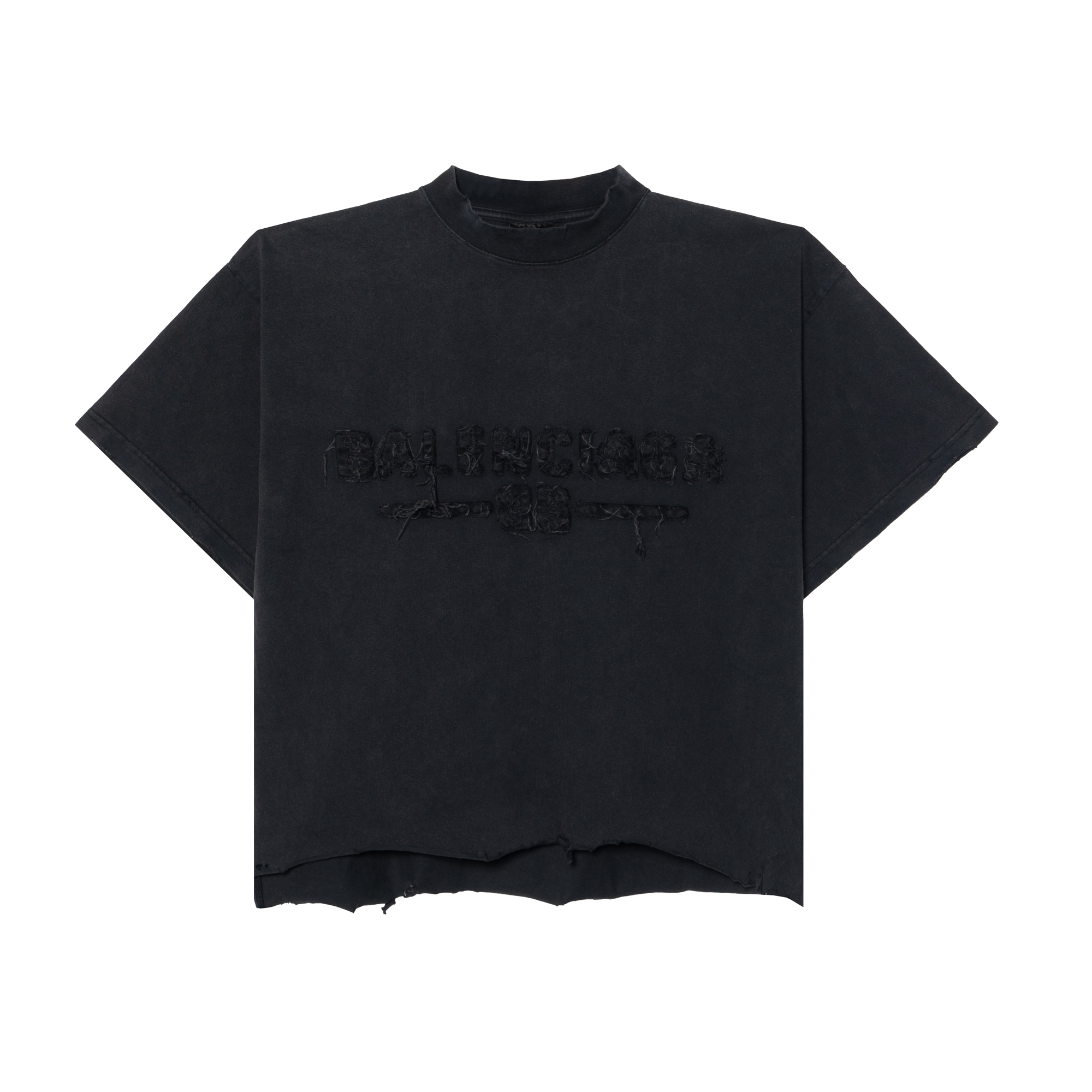 Футболка Balenciaga с потертостями по краям (черная)