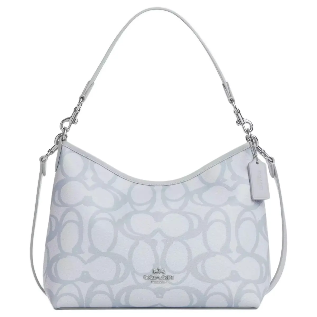 COACH Laurel Coated Canvas Shoulder Bag Large Women's Silver & Ice Blue