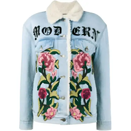 GUCCI Velvet Jackets Women's Blue Lapel Thickened And Fleece Lined