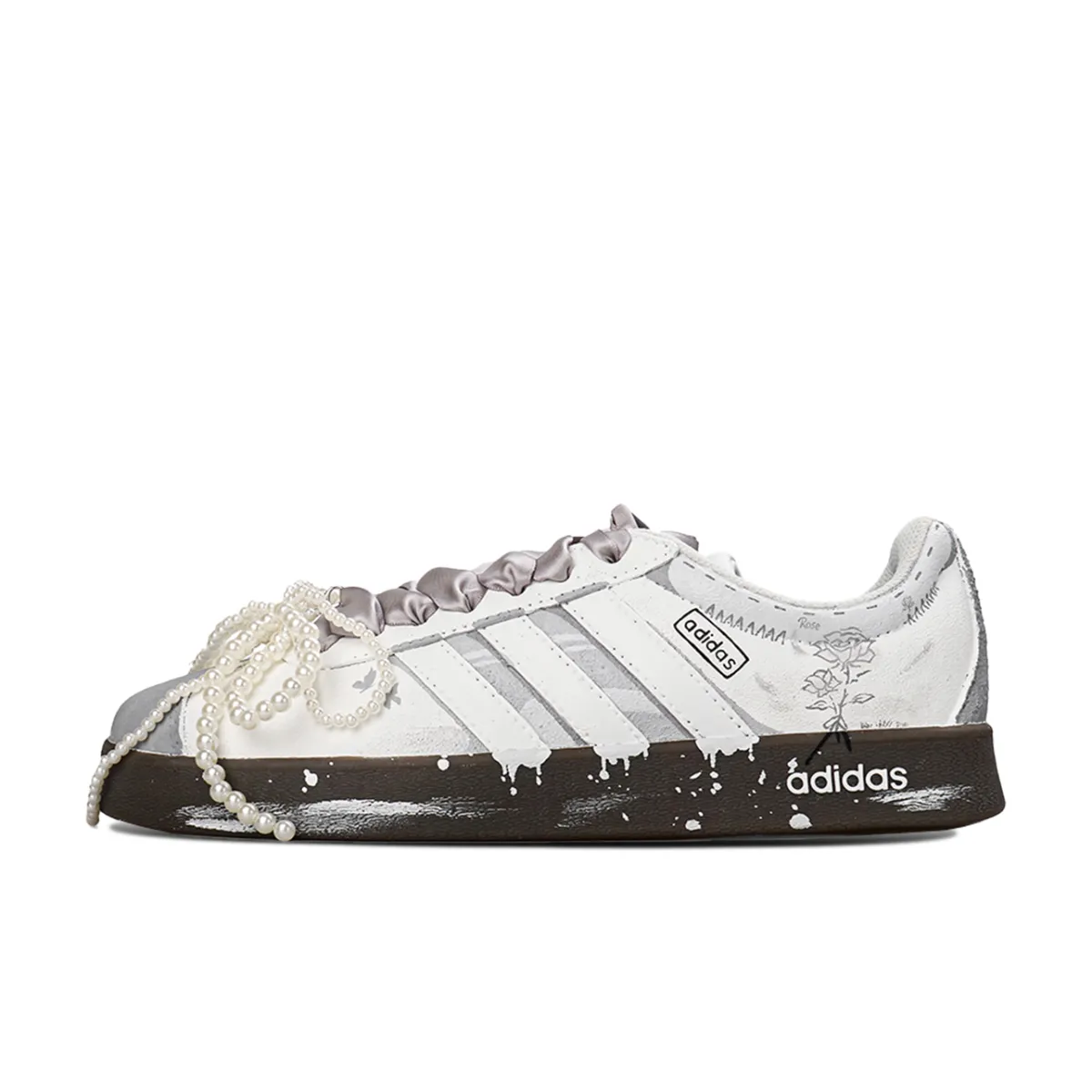 Adidas VL COURT 2.0 Lifestyle Rose Abrasion Resistant Abrasion Resistant Low top Skateboard Shoes Unisex Silver White