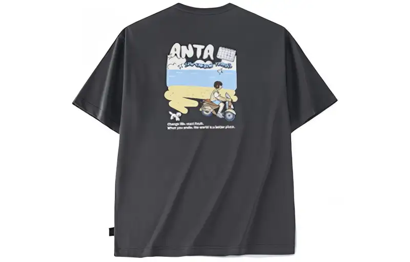 ANTA Life Collection T Shirts Unisex Black Crew Neck Moderate Straight Fit