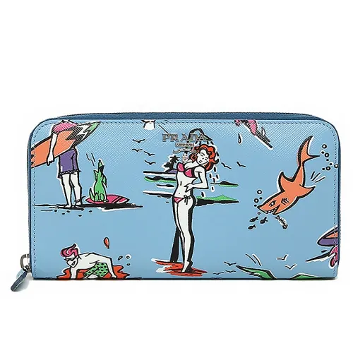 PRADA Leather Wallet Women's Blue