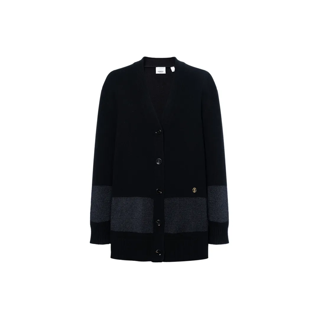 Burberry Cashmere Sweaters Women's Black V Neck Moderate