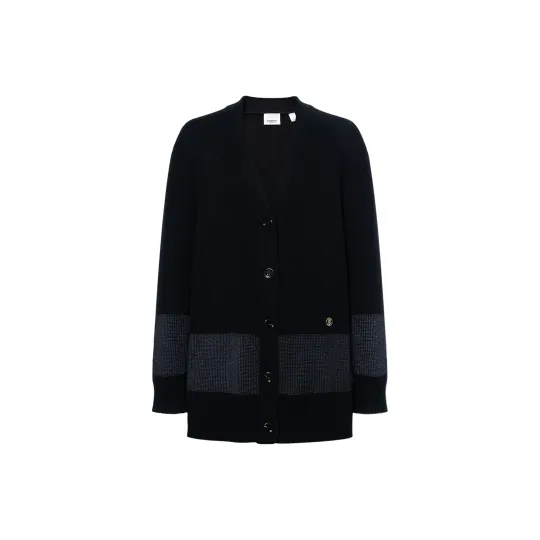 Burberry Cashmere Sweaters Women's Black V Neck Moderate