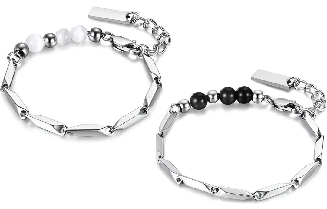 CIROCCO Glass Cat's Eye Silver Sheen Obsidian Bracelets Unisex