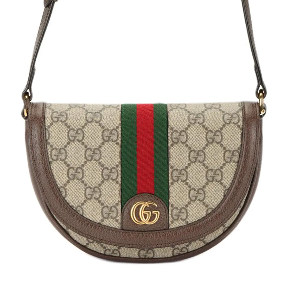GUCCI Ophidia Canvas With Leather Shoulder Bag, Crossbody Bag Mini Women's Brown
