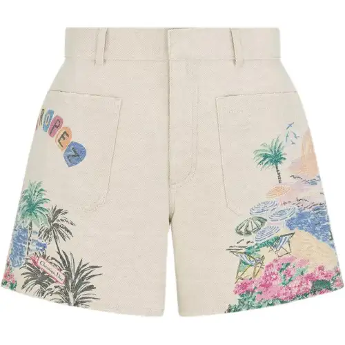 DIOR Denim Shorts Women's White Moderate Straight Fit Pants
