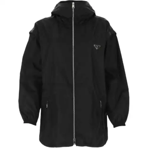 PRADA Jackets Women's Black Hooded Moderate Other