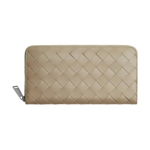 Bottega Veneta Bottega Veneta Luggage Collection Zip Closure Cow Leather Wallet Men's Taupe
