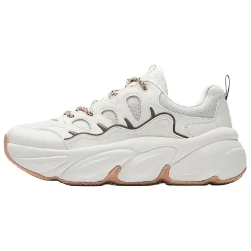 Anta Breathable Lightweight Height Increasing Low top Casual Shoes Women's White Brown