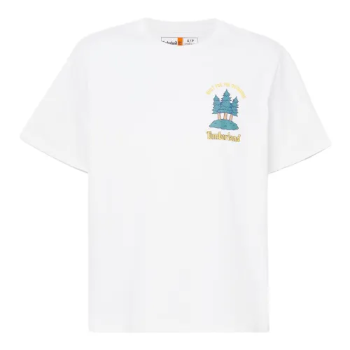 Timberland T Shirts Unisex White Crew Neck Moderate Straight Fit