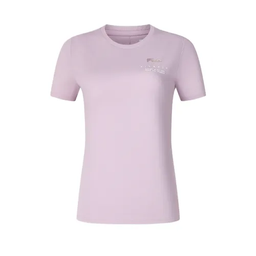 FILA Fitness T Shirts Women's Bergamot Pink Crew Neck Moderate