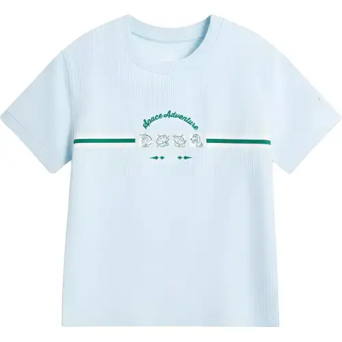 Li Ning T Shirts Women's Light Blue Crew Neck Moderate Straight Fit
