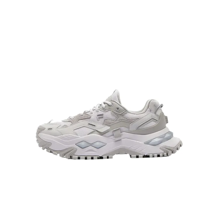 FILA FUSION Bianco Textile, Synthetic Leather, Leather Height Increasing Low top Chunky Sneakers Men's Dove Gray