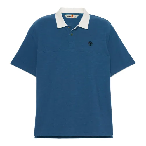 Timberland Polo Shirts Men's Blue Polo Collar Moderate Straight Fit