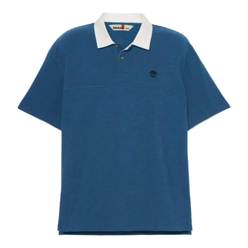 Timberland Polo Shirts Men's Blue Polo Collar Moderate Straight Fit