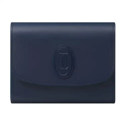 CARTIER Calfskin Wallet Mini Women's Midnight Blue