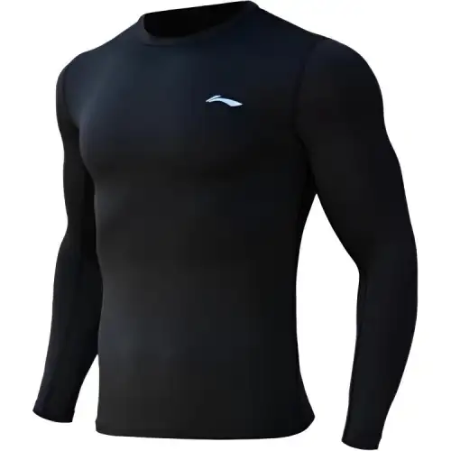 Li Ning Fitness Series T Shirts Men's Black Crew Neck Moderate Straight Fit