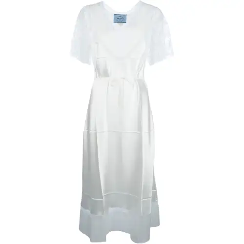 PRADA SS25 Short Sleeved Dress Women's White