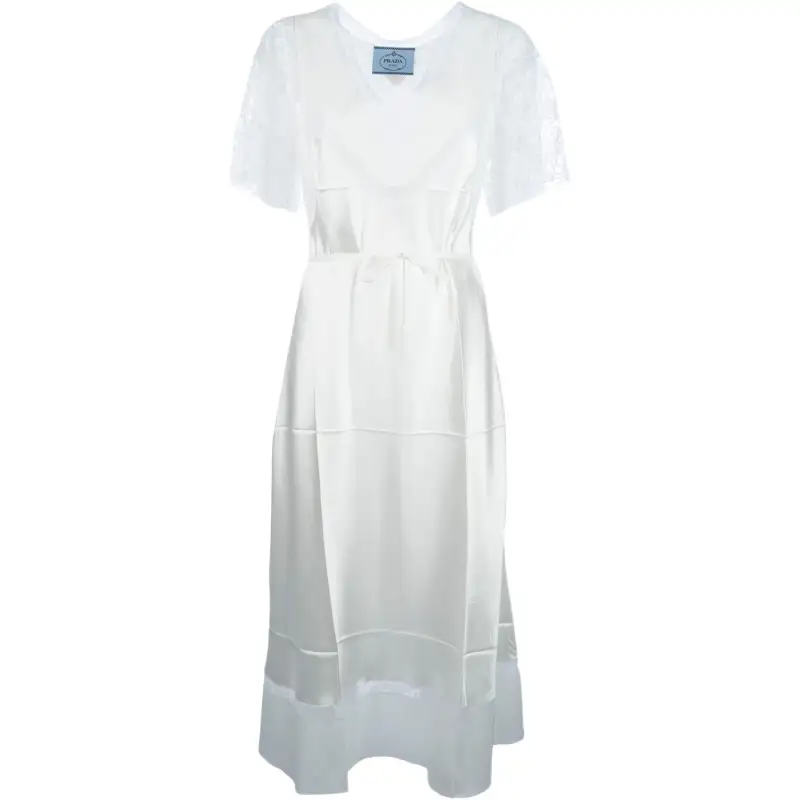 PRADA SS25 Short Sleeved Dress Women's White