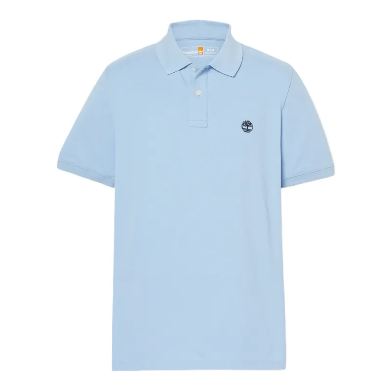 Timberland Polo Shirts Men's Light Blue Polo Collar Moderate Straight Fit