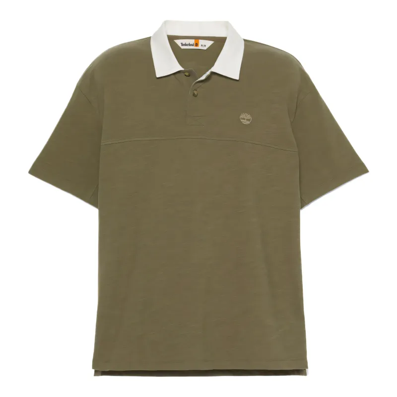 Timberland Polo Shirts Men's Green Polo Collar Thin Straight Fit