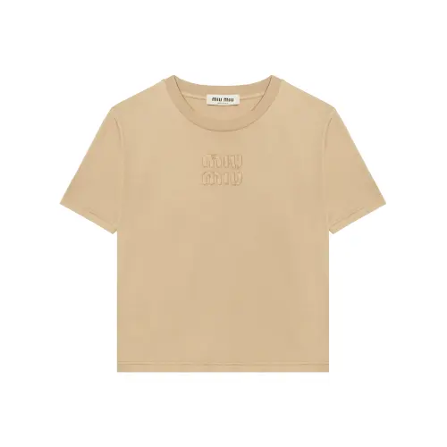MIU MIU Logo embroidered Cotton T shirt
