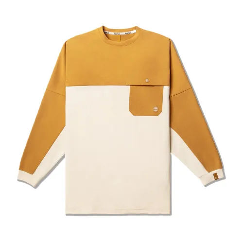 Timberland T Shirts Unisex Yellow Crew Neck Moderate Straight Fit